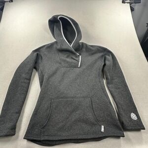 Stio Pullover Womens Medium Gray Sweetwater Fleece Hoodie Thumb Holes Pocket